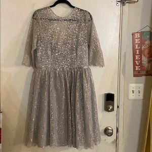 Silver lace party dress
